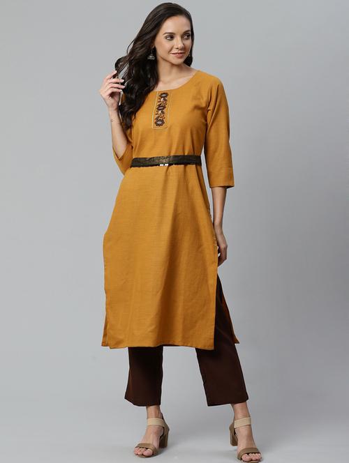 round neck kurta pant set - 19601246 - Very Small Image - 1