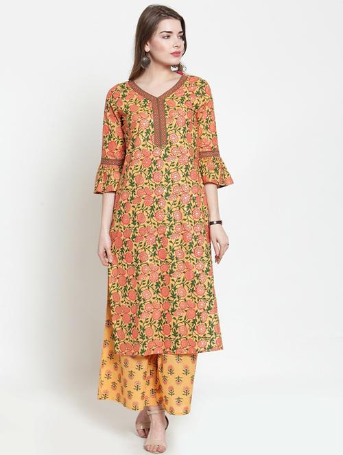 v-neck kurta palazzo set - 19601269 - Very Small Image - 1