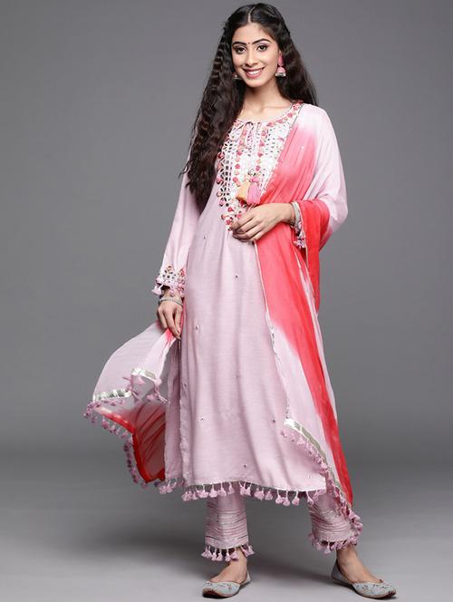 key hole neck kurta pant set - 19601293 - Very Small Image - 1