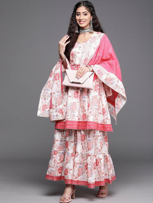 round neck kurta sharara set - 19601295 - Very Small Image - 1