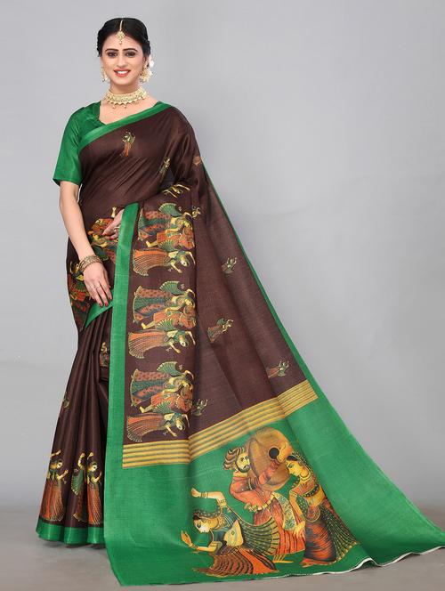 mysore printed saree with blouse - 19601353 - Very Small Image - 1
