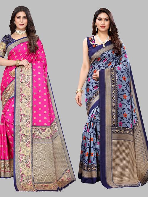 pack of 2 printed saree with blouse - 19601375 - Very Small Image - 1