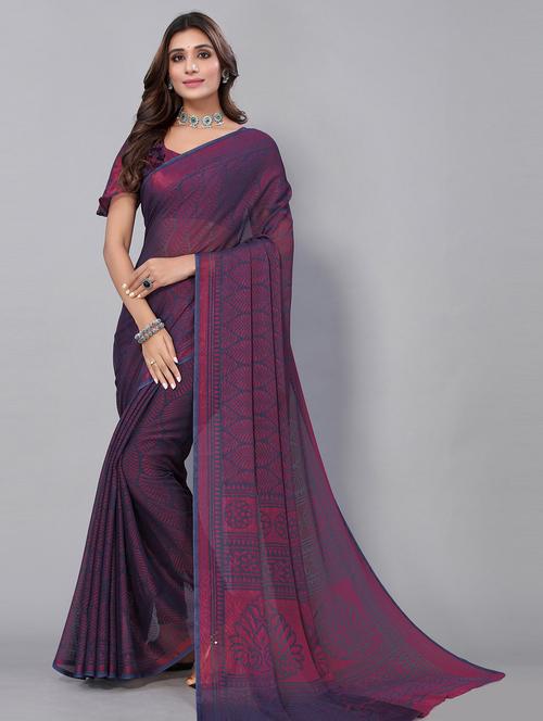 floral printed saree - 19601500 - Very Small Image - 1