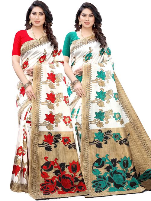 pack of 2 printed saree with blouse - 19601750 - Very Small Image - 1