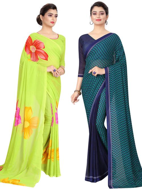 pack of 2 printed saree with blouse - 19601757 - Very Small Image - 1