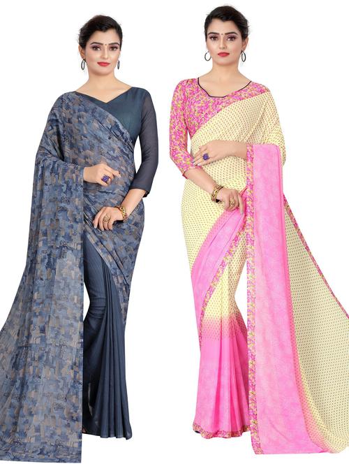 pack of 2 printed combo saree - 19602020 - Very Small Image - 1