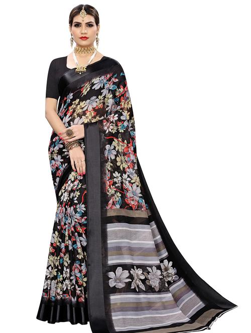 floral printed saree with blouse - 19602063 - Very Small Image - 1