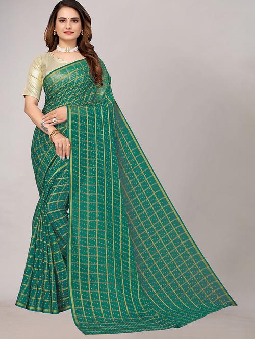 check pattern woven saree - 19602070 - Very Small Image - 1