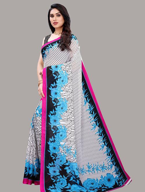 floral printed saree - 19602422 - Very Small Image - 1