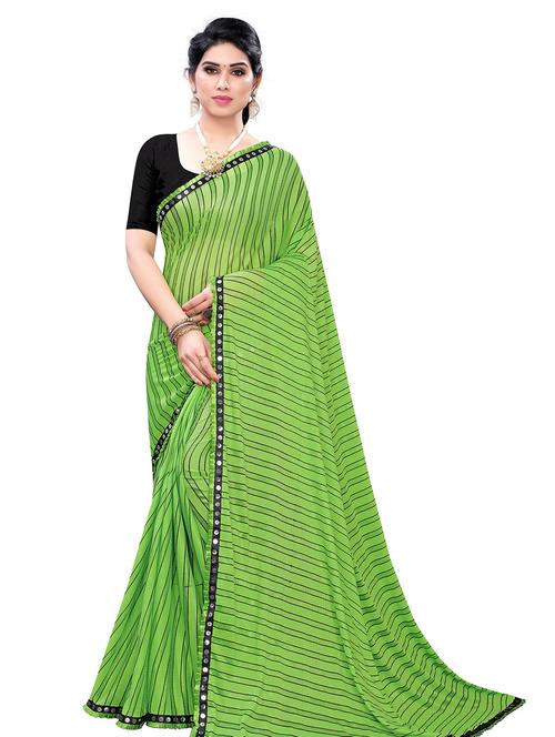stripes print bordered saree - 19602455 - Very Small Image - 1