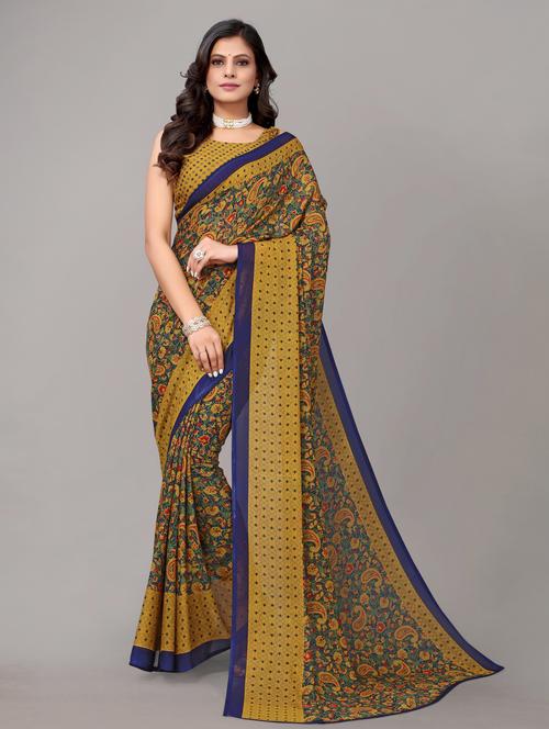 georgette woven saree with blouse - 19602593 - Very Small Image - 1