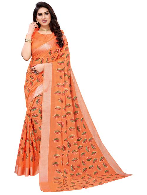 cotton blend woven saree with blouse - 19602623 - Very Small Image - 1