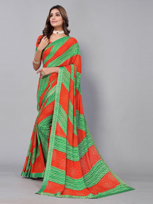 multi colored printed saree with blouse - 19602696 - Very Small Image - 1