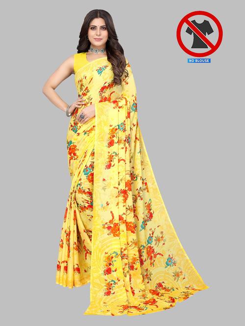 yellow woven printed saree - 19602715 - Very Small Image - 1