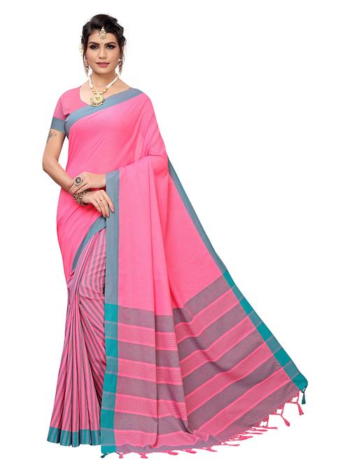 pink woven printed saree with blouse - 19602795 - Very Small Image - 1