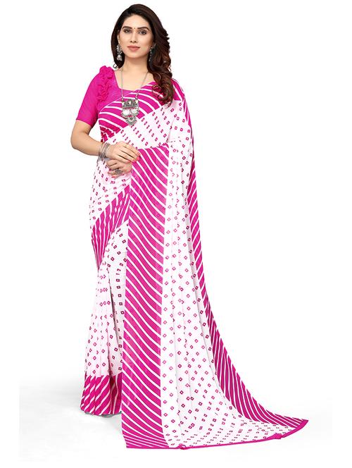pink printed saree with blouse - 19602811 - Very Small Image - 1