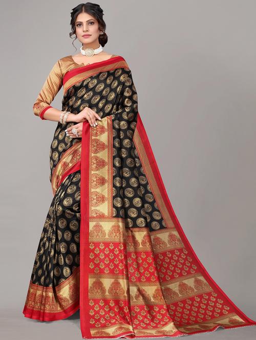 black self design woven saree with blouse - 19603108 - Very Small Image - 1
