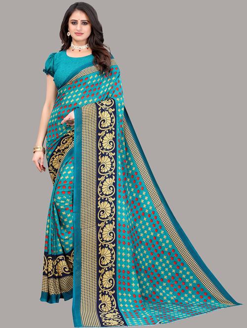 printed woven saree with blouse - 19603185 - Very Small Image - 1