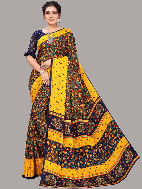 ditsy floral woven saree with blouse - 19603192 - Very Small Image - 1