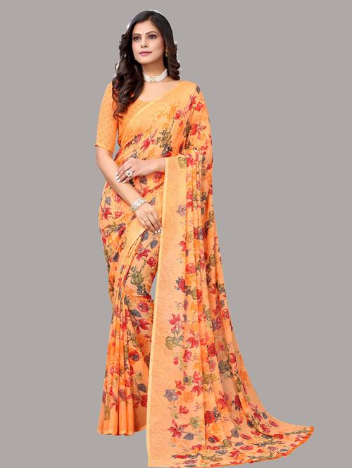 ditsy floral woven saree with blouse - 19603201 - Very Small Image - 1