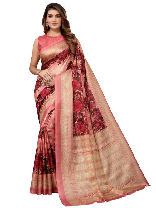 printed woven saree with blouse - 19603217 - Very Small Image - 1