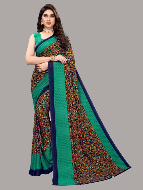 ditsy floral woven saree with blouse - 19603224 - Very Small Image - 1