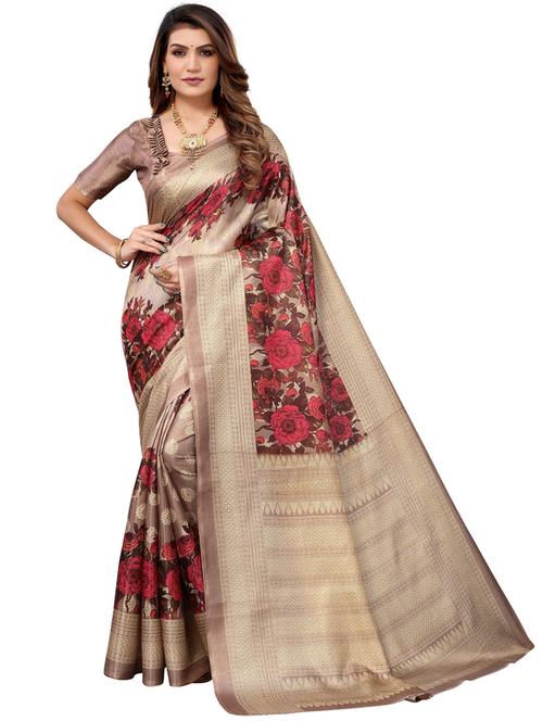 ditsy floral woven saree with blouse - 19603230 - Very Small Image - 1