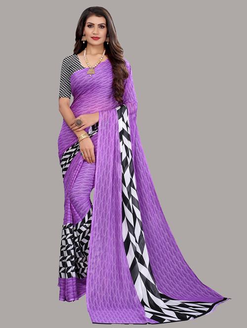printed woven trendy saree with blouse - 19603288 - Very Small Image - 1