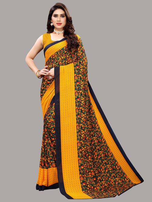 printed woven saree with blouse - 19603295 - Very Small Image - 1