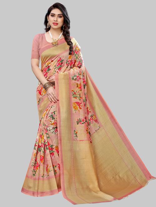 ditsy floral woven saree with blouse - 19603297 - Very Small Image - 1