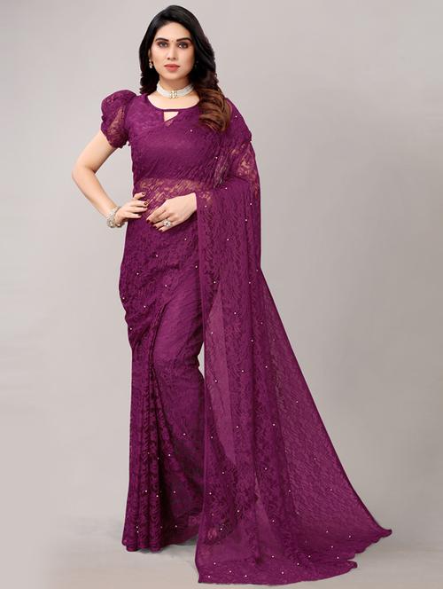 self design woven net saree with blouse - 19603301 - Very Small Image - 1