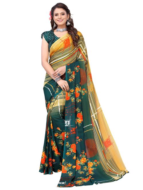 floral woven saree with blouse - 19603357 - Very Small Image - 1
