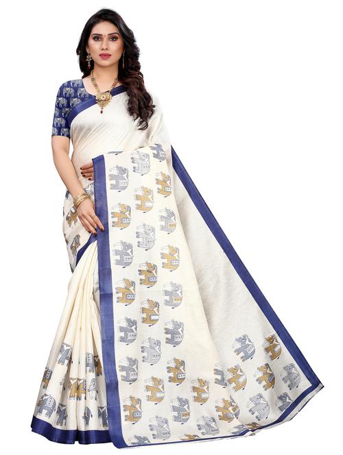 printed woven saree with blouse - 19603361 - Very Small Image - 1