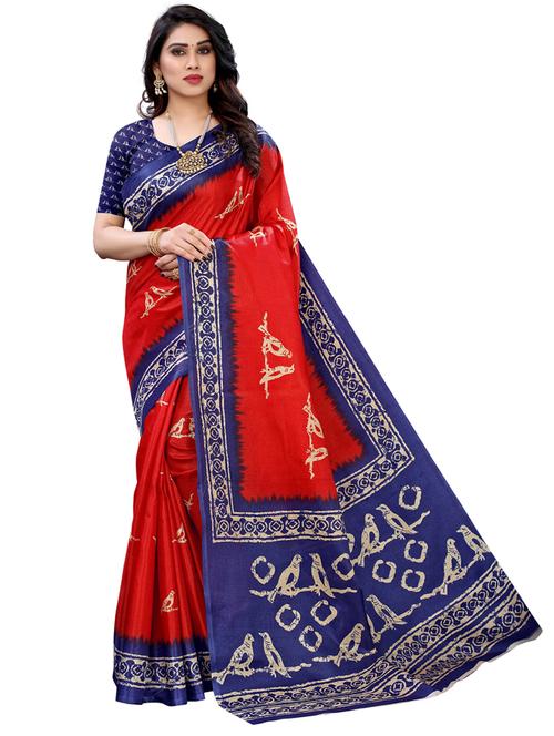 printed woven saree with blouse - 19603380 - Very Small Image - 1