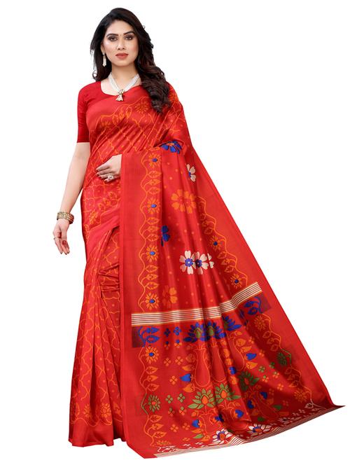 printed woven silk saree with blouse - 19603381 - Very Small Image - 1
