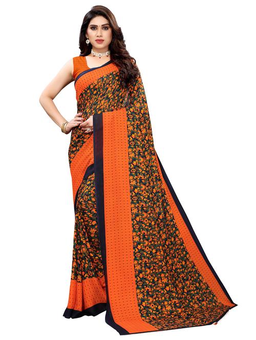 florals printed saree with blouse - 19603393 - Very Small Image - 1