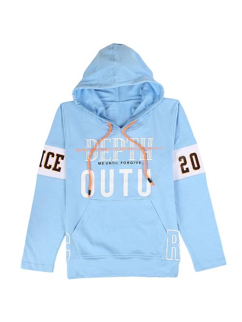 light blue printed hooded neck t-shirt - 19603627 - Very Small Image - 1
