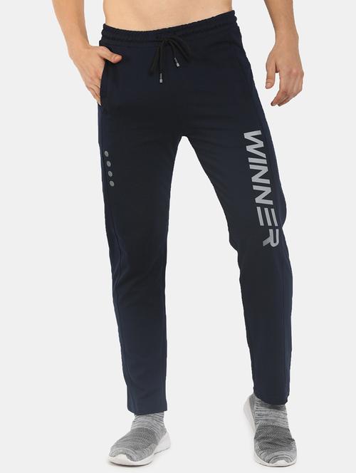 navy blue placement print detailed track pant - 19604187 - Very Small Image - 1