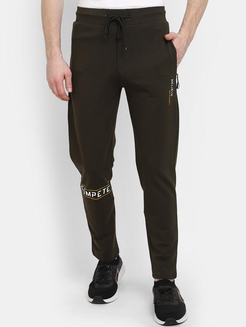 olive green solid casual track pant - 19604228 - Very Small Image - 1