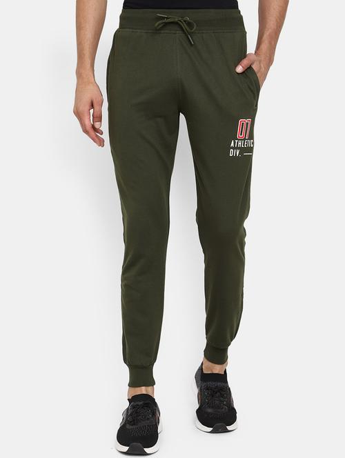 olive solid casual track pant - 19604280 - Very Small Image - 1