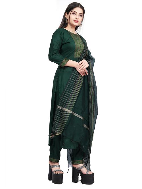 round neck kurta dupatta set - 19604430 - Very Small Image - 1