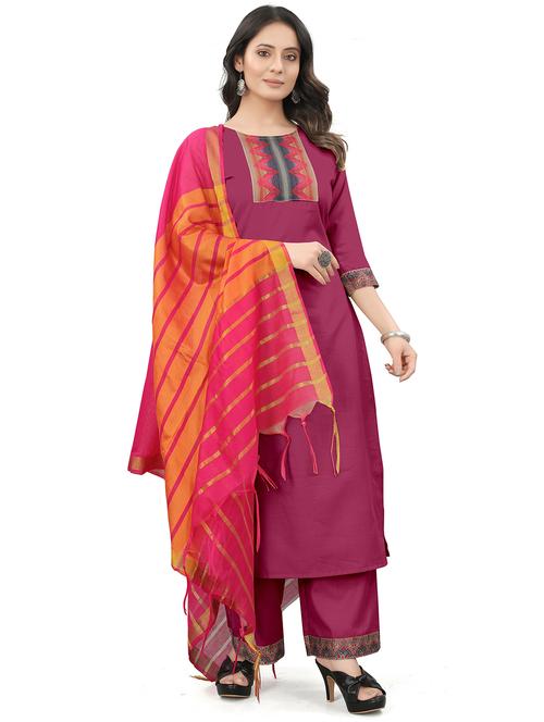 round neck kurta pant set - 19604445 - Very Small Image - 1
