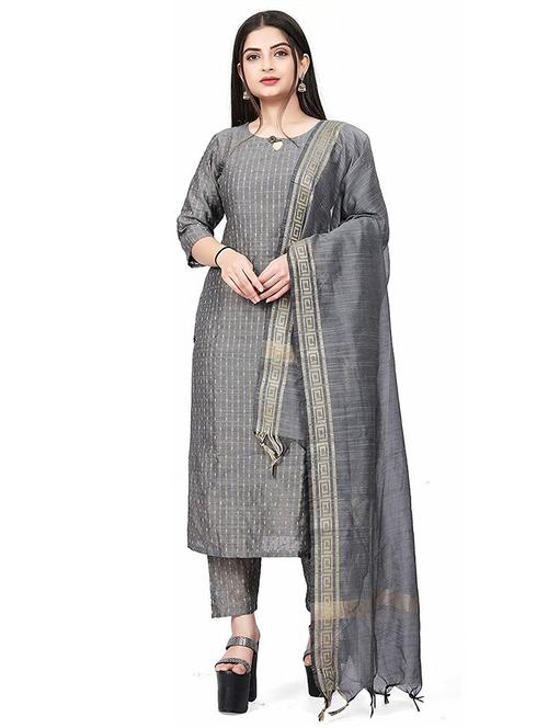 key hole neck kurta dupatta set - 19604464 - Very Small Image - 1