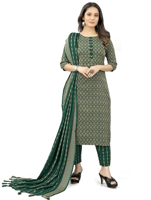 round neck kurta dupatta set - 19604467 - Very Small Image - 1