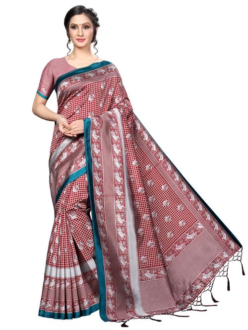 self design printed saree with blouse - 19604477 - Very Small Image - 1