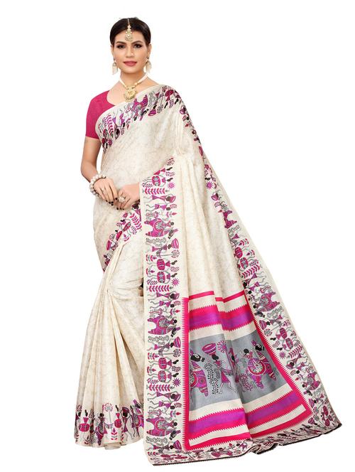 self design printed saree with blouse - 19604511 - Very Small Image - 1