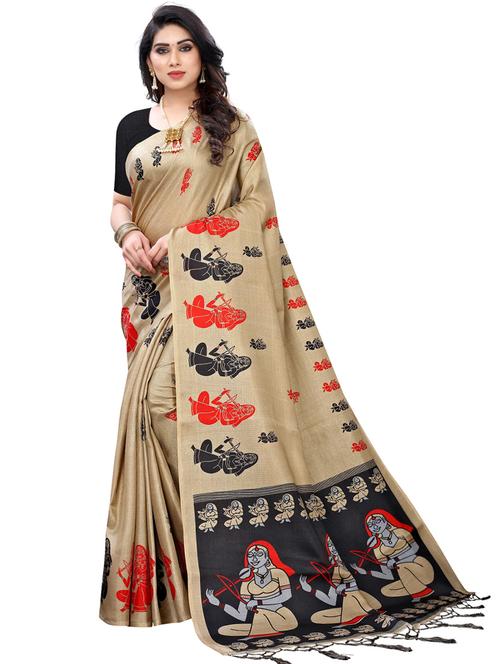 self design printed saree with blouse - 19604583 - Very Small Image - 1