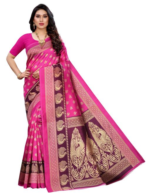 self design printed saree with blouse - 19604632 - Very Small Image - 1