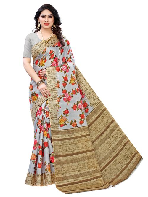 florals printed saree - 19604639 - Very Small Image - 1