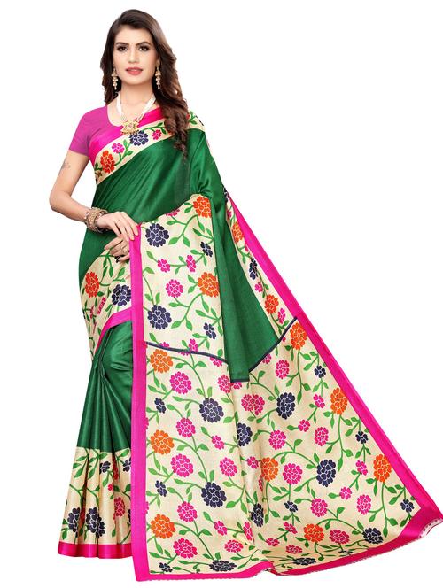 florals printed saree with blouse - 19604643 - Very Small Image - 1